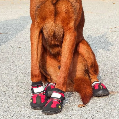 Waterproof Dog Boots with Anti-Slip Socks and Reflective Straps