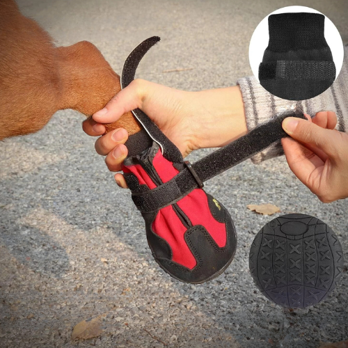 Waterproof Dog Boots with Anti-Slip Socks and Reflective Straps