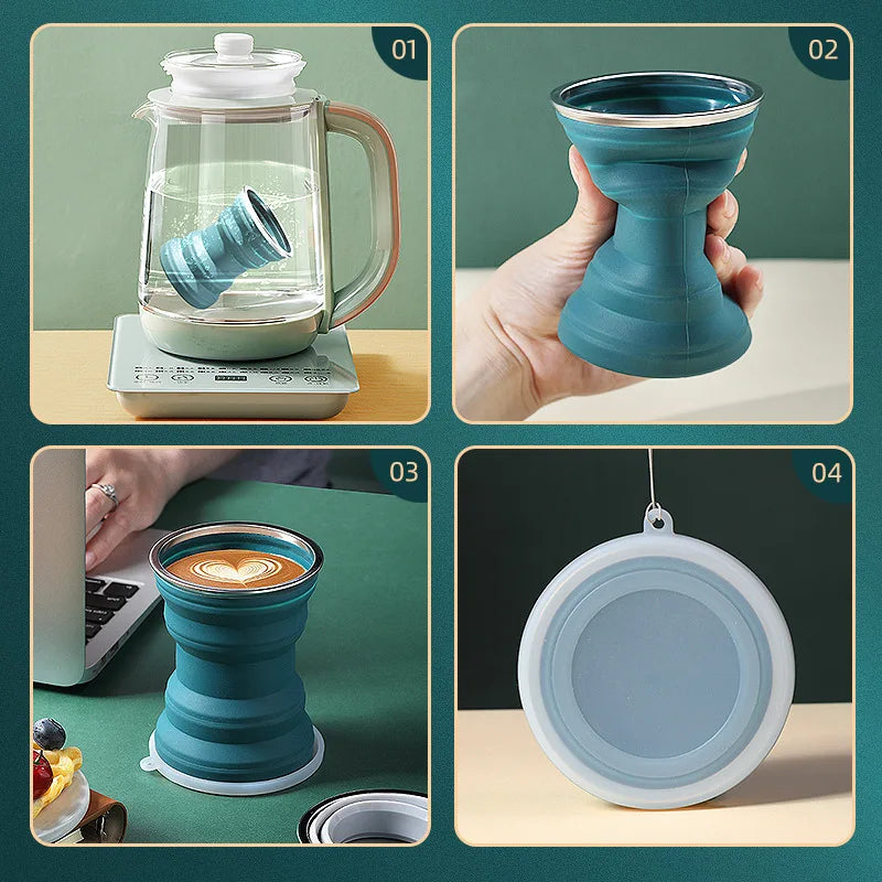 Portable Silicone Folding Cup with Lid