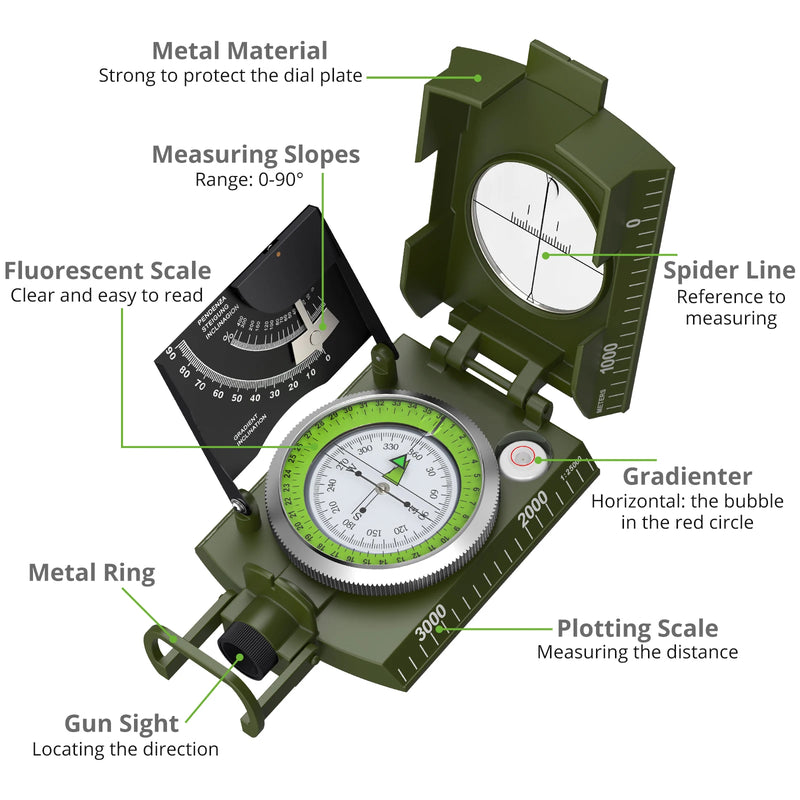 Hiking Compass with Sighting Clinometer