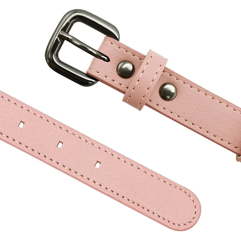 Leather Adjustable Pet Collar with AirTag Holder