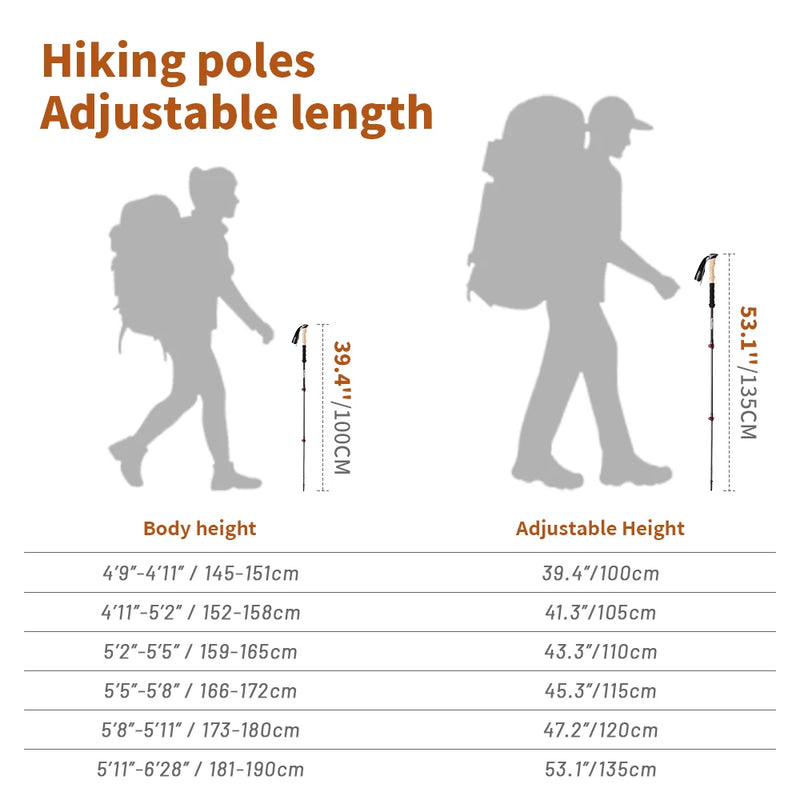 Lightweight and Portable Carbon Fiber Trekking Poles - 2 pcs