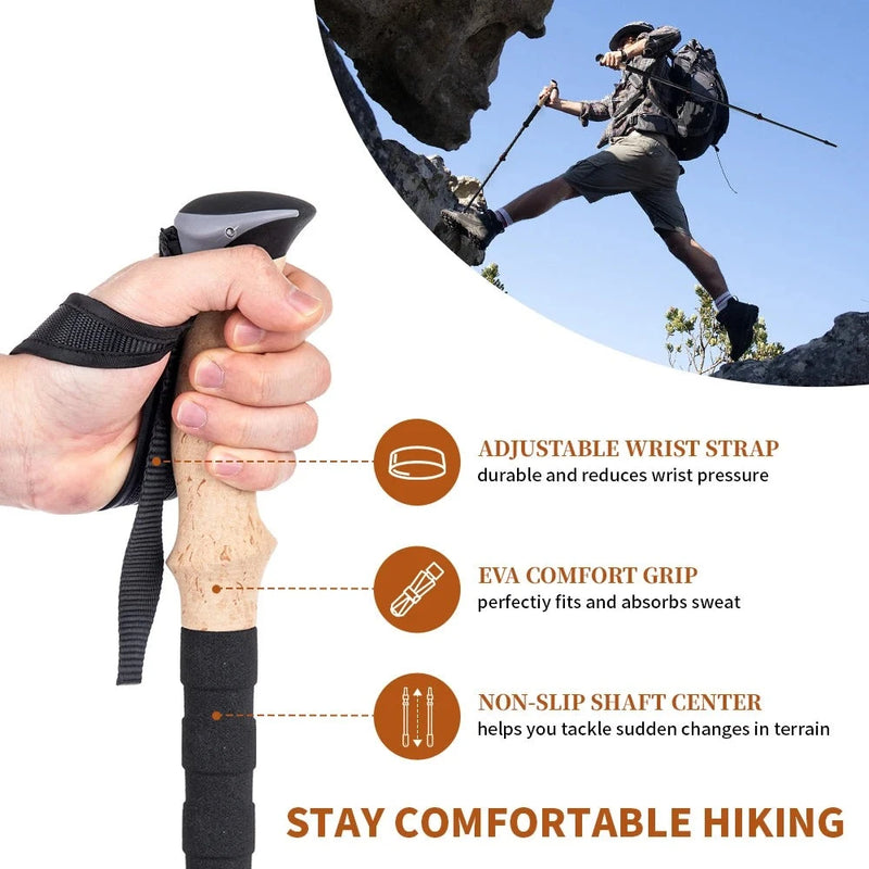 Lightweight and Portable Carbon Fiber Trekking Poles - 2 pcs