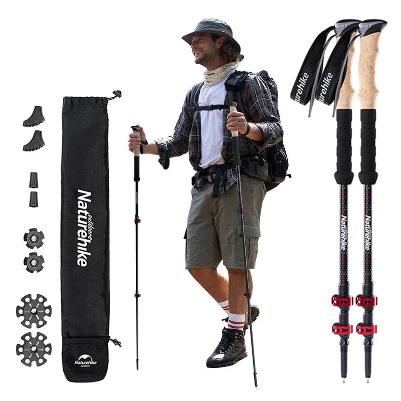 Lightweight and Portable Carbon Fiber Trekking Poles - 2 pcs